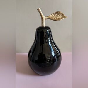 Modern Black & Gold Decorative Pear Sculpture | Luxe Home Decor Accent